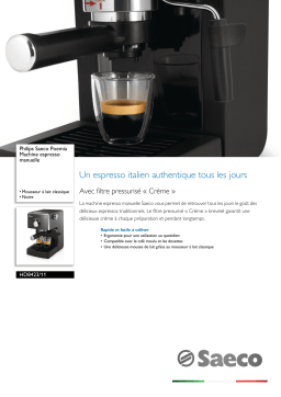 Saeco HD8423/11 Saeco Poemia Machine espresso manuelle Manuel utilisateur