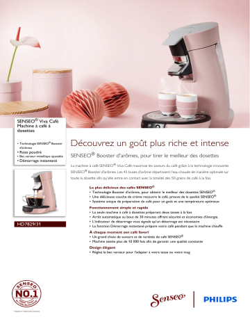 SENSEO® HD7829/31 SENSEO® Viva Café Machine à café à dosettes Manuel utilisateur | Fixfr