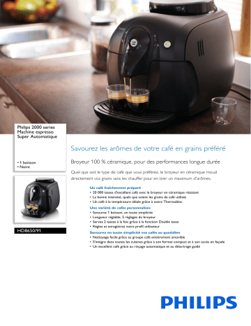 Philips HD8650/91 2000 series Machine espresso Super Automatique Manuel utilisateur | Fixfr