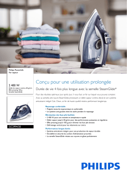 Philips GC2994/20 PowerLife Fer vapeur Manuel utilisateur