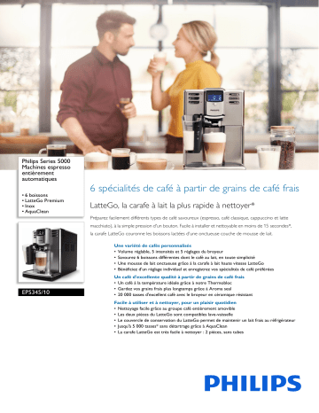Philips EP5345/10 Series 5000 Machines espresso entièrement automatiques Manuel utilisateur | Fixfr