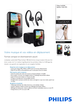 Philips SA1VBE04KS/02 GoGEAR Baladeur vidéo MP3 Manuel utilisateur