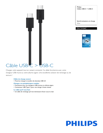 Philips DLC3104C/03 Câble USB-C > USB-C Manuel utilisateur | Fixfr