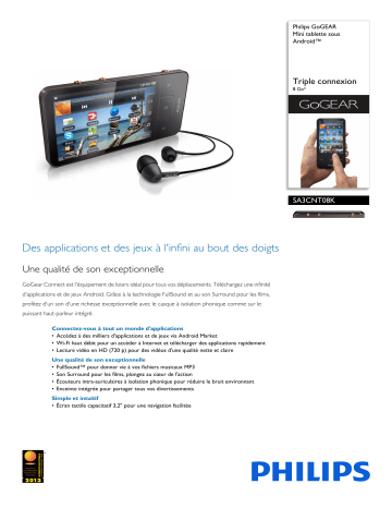 Philips SA3CNT08K/12 GoGEAR Mini tablette sous Android™ Manuel utilisateur | Fixfr