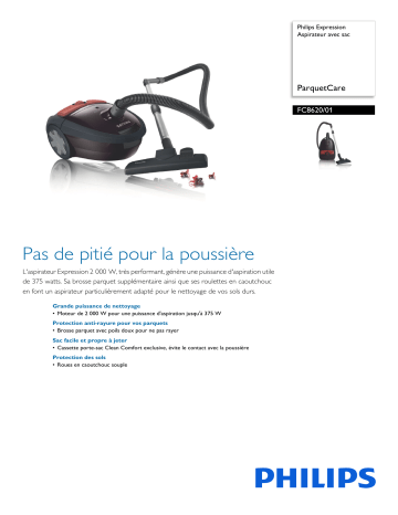 Philips FC8620/01 Expression Aspirateur avec sac Manuel utilisateur | Fixfr