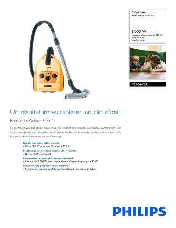 Philips FC9064/01 Jewel Aspirateur avec sac Manuel utilisateur | Fixfr