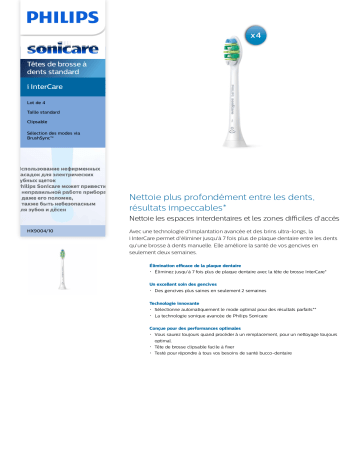 Sonicare HX9004/10 Sonicare i InterCare Têtes de brosse à dents standard Manuel utilisateur | Fixfr