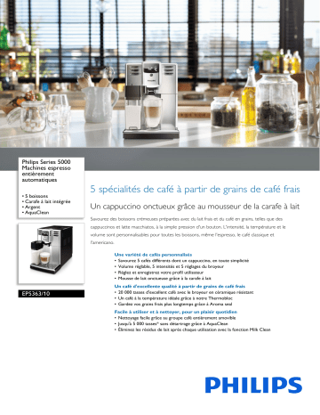 Philips EP5363/10 Series 5000 Machines espresso entièrement automatiques Manuel utilisateur | Fixfr