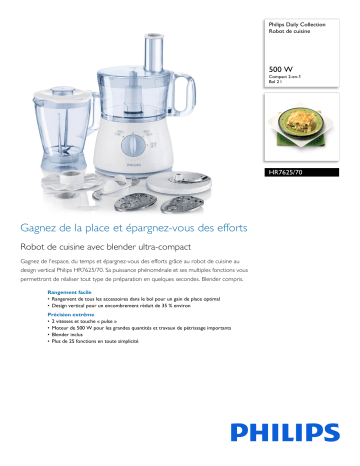 Philips HR7625/70 Daily Collection Robot de cuisine Manuel utilisateur | Fixfr
