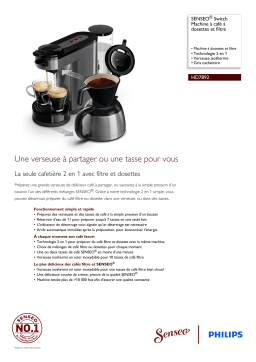 SENSEO® HD7892/21 SENSEO® Switch Machine à café à dosettes et filtre Manuel utilisateur