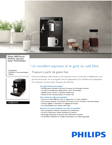 Philips HD8844/01 4000 Series Machine espresso Super Automatique Manuel utilisateur | Fixfr