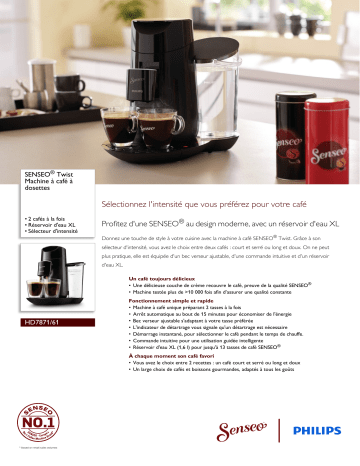 SENSEO® HD7871/61 SENSEO® Twist Machine à café à dosettes Manuel utilisateur | Fixfr
