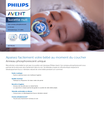 Avent SCF176/62 Avent Sucette nuit Manuel utilisateur | Fixfr