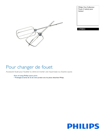 Philips CP0852/01 Viva Collection Fouet (1 pièce) pour batteur Manuel utilisateur | Fixfr