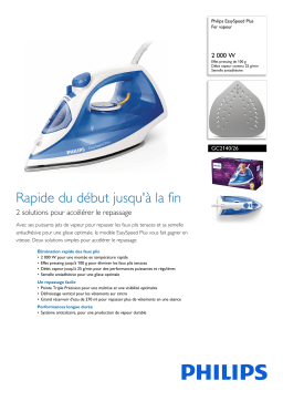 Philips GC2140/26 EasySpeed Plus Fer vapeur Manuel utilisateur