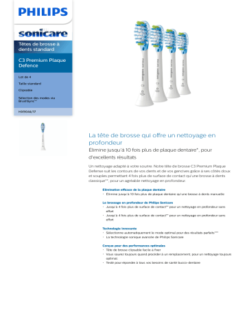 Sonicare HX9044/17 Sonicare C3 Premium Plaque Defence Têtes de brosse à dents standard Manuel utilisateur | Fixfr