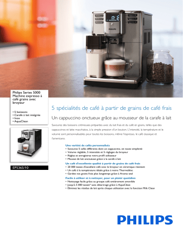 Philips EP5365/10 Series 5000 Machine expresso à café grains avec broyeur Manuel utilisateur | Fixfr