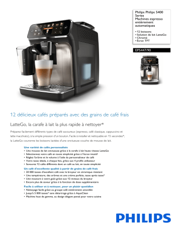 Philips EP5447/90 Philips 5400 Series Machines espresso entièrement automatiques Manuel utilisateur | Fixfr