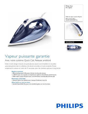 Philips GC4556/20 Azur Fer vapeur Manuel utilisateur | Fixfr