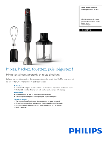 Philips HR2621/90 Viva Collection Mixeur plongeant ProMix Manuel utilisateur | Fixfr