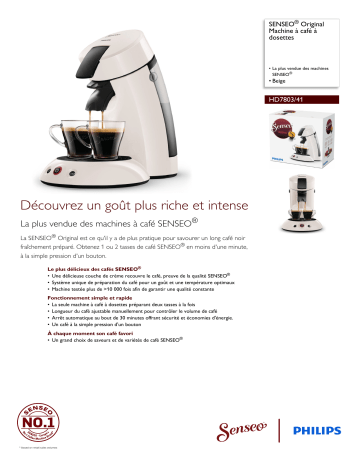 SENSEO® HD7803/41 SENSEO® Original Machine à café à dosettes Manuel utilisateur | Fixfr