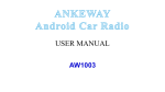 ANKEWAY Nouveau [4 Noyaux+1G/16G] Android 9,1 Autoradio 2 DIN Navigation GPS 7 Pouces 1080P HD &Eacute;cran Tactile WiFi/Bluetooth Autoradio Mains Libres Manuel utilisateur