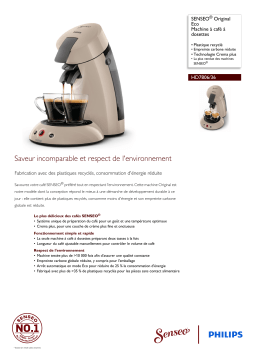 SENSEO® HD7806/36 SENSEO® Original Eco Machine à café à dosettes Manuel utilisateur