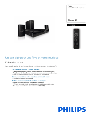 Philips HTS3231/12 Home Cinéma 2 enceintes Manuel utilisateur | Fixfr