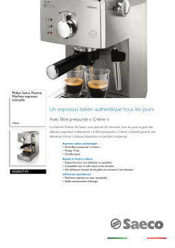 Saeco HD8427/01 Saeco Poemia Machine espresso manuelle Manuel utilisateur