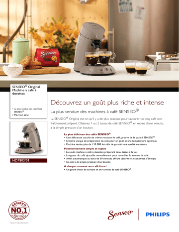 SENSEO® HD7803/01 SENSEO® Original Machine à café à dosettes Manuel utilisateur | Fixfr