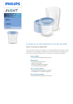 Avent SCF619/05 Avent Pot de conservation pour lait maternel Manuel utilisateur