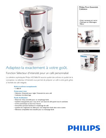 Philips HD7686/30 Pure Essentials Cafetière Manuel utilisateur | Fixfr