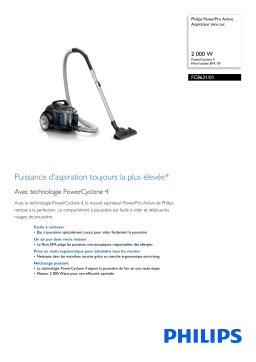 Philips FC8631/01 PowerPro Active Aspirateur sans sac Manuel utilisateur