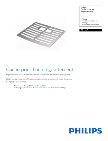 Philips CP1107/01 Cache pour bac d'égouttement Manuel utilisateur | Fixfr