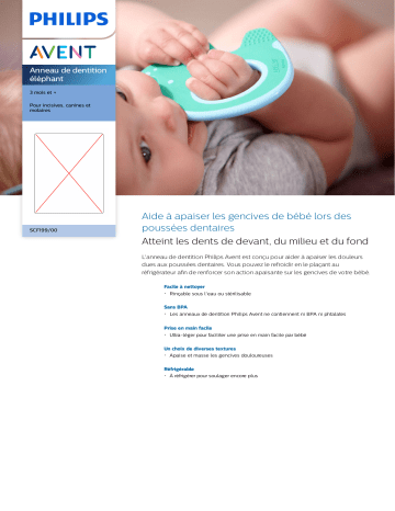 Avent SCF199/00 Avent Anneau de dentition éléphant Manuel utilisateur | Fixfr