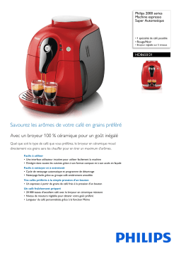 Philips HD8650/21 2000 series Machine espresso Super Automatique Manuel utilisateur