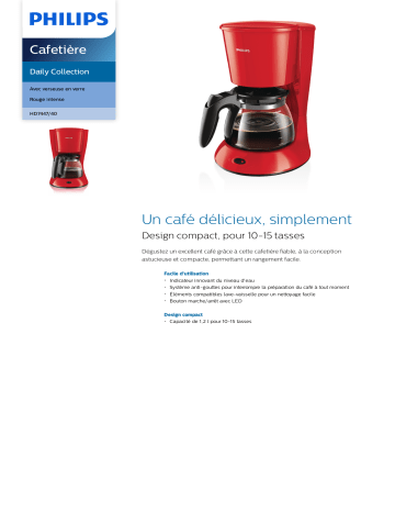 Philips HD7447/40 Daily Collection Cafetière Manuel utilisateur | Fixfr