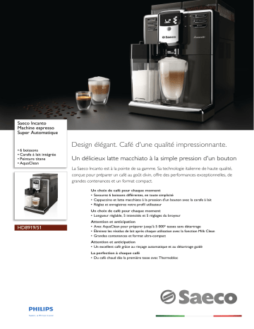 Saeco HD8919/51 Saeco Incanto Machine espresso Super Automatique Manuel utilisateur | Fixfr