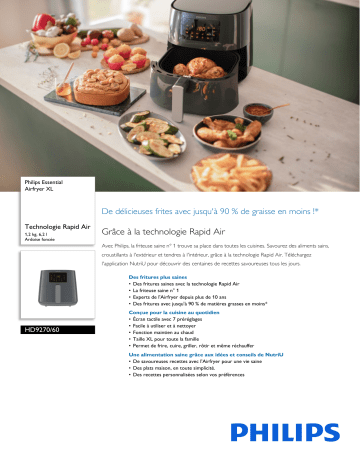 Philips HD9270/60 Essential Airfryer XL Manuel utilisateur | Fixfr