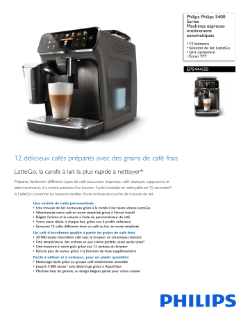 Philips EP5444/50 Philips 5400 Series Machines espresso entièrement automatiques Manuel utilisateur | Fixfr
