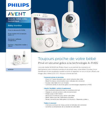 Avent SCD630/01 Avent Baby monitor Écoute-bébé vidéo numérique Manuel utilisateur | Fixfr