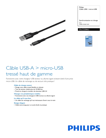 Philips DLC5206U/00 Câble USB > micro-USB Manuel utilisateur | Fixfr