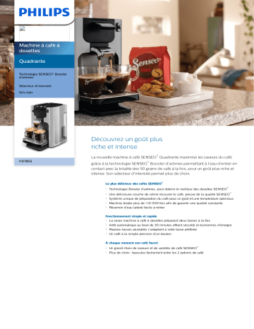 SENSEO® HD7866/11R1 SENSEO® Quadrante Machine à café à dosettes Manuel utilisateur | Fixfr