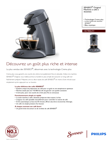 SENSEO® HD7806/51 SENSEO® Original Machine à café à dosettes Manuel utilisateur | Fixfr