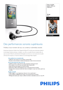 Philips SA2ARA08S/02 GoGEAR Baladeur MP4 Manuel utilisateur