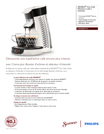 SENSEO® HD6569/14 SENSEO® Viva Café Machine à café à dosettes Manuel utilisateur | Fixfr