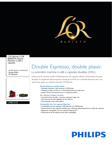 L'Or Barista LM8012/55 L'Or Barista L'OR BARISTA System Machine à café à capsules Manuel utilisateur | Fixfr