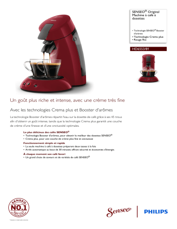 SENSEO® HD6553/81 SENSEO® Original Machine à café à dosettes Manuel utilisateur | Fixfr