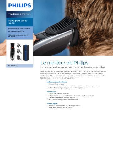 Philips HC9420/15 Hairclipper series 9000 Tondeuse à cheveux Manuel utilisateur | Fixfr