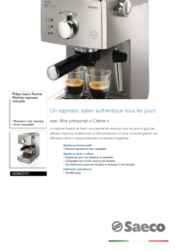 Saeco HD8427/11 Saeco Poemia Machine espresso manuelle Manuel utilisateur